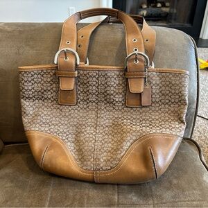 Vintage Coach Brown Leather Tote Bag 6383